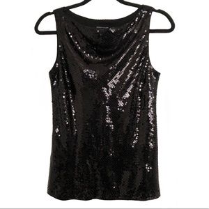 Ann Taylor Sleeveless Sequin Blouse Black Size 2